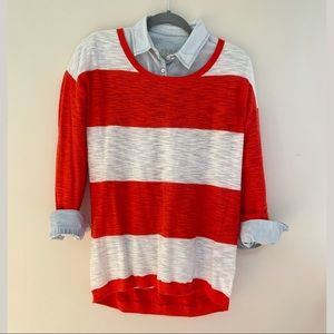 Express Orange & White Striped Sweater